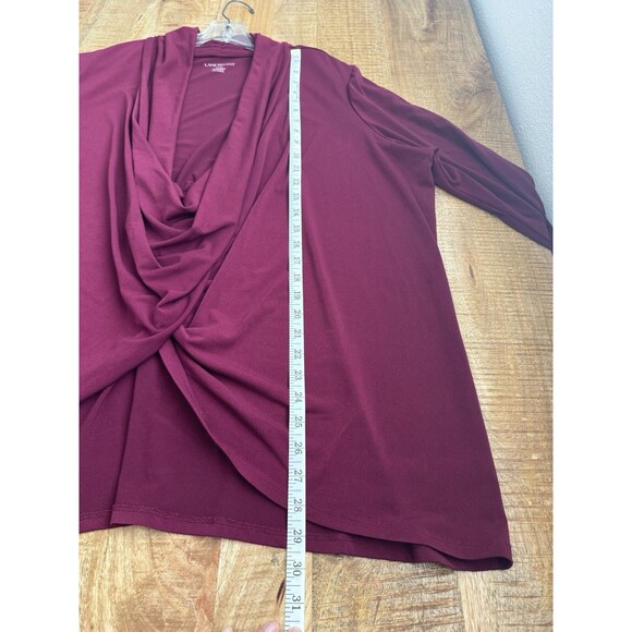 Lane Bryant Women's  Long Sleeve Red Burgundy Draped Wrap Blouse Career 22/24 - Picture 9 of 10